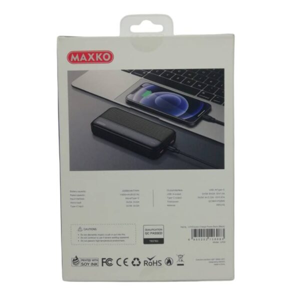 پاور بانک 20000 میلی آمپر مکسکو مدل MAXKO LP03 QC3.0 + PD 20W