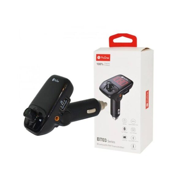 شارژر فندکی و اف ام پلیر پرووان مدل PROONE BT03 Car Charger Wireless FM Transmitter