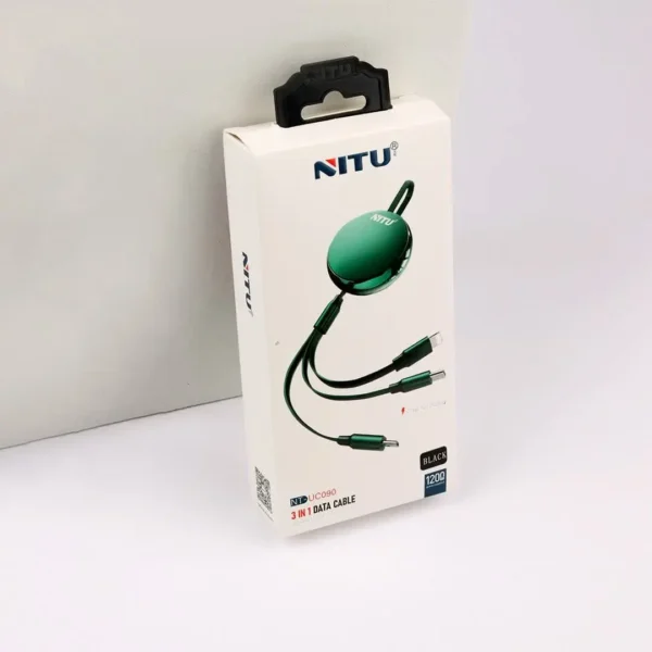 کابل 3 سر میکرو و تایپ سی و آیفون نیتو مدل NITU NT-UC090 3 in 1