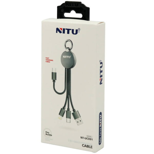 کابل پاور بانکی 3 سر میکرو و تایپ سی و آیفون نیتو مدل NITU NT-UC091 3 in 1