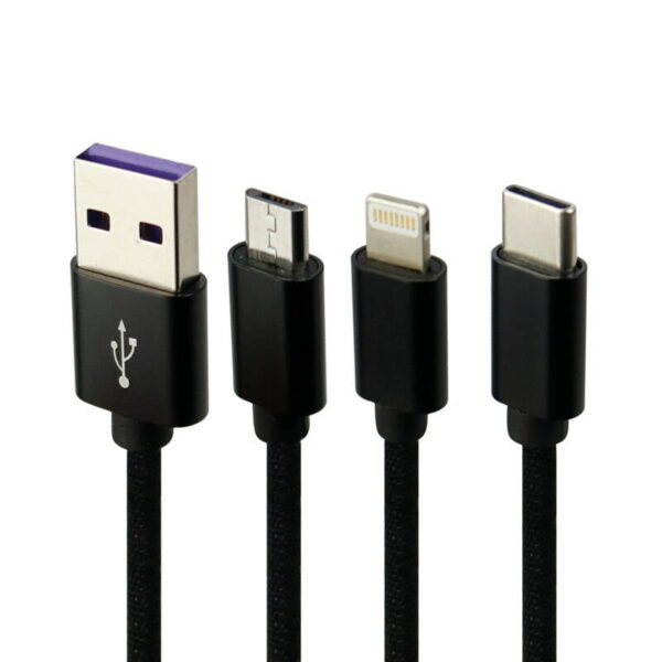 کابل پاور بانکی 3 سر میکرو و تایپ سی و آیفون نیتو مدل NITU NT-UC091 3 in 1