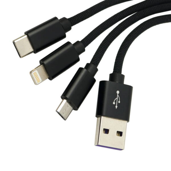 کابل پاور بانکی 3 سر میکرو و تایپ سی و آیفون نیتو مدل NITU NT-UC091 3 in 1