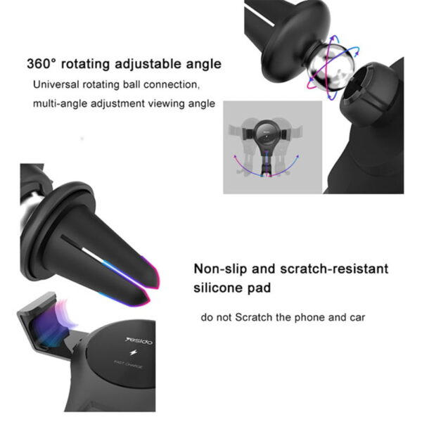 هولدر و شارژر وایرلس یسیدو مدل YESIDO C45 Wireless Charger Holder