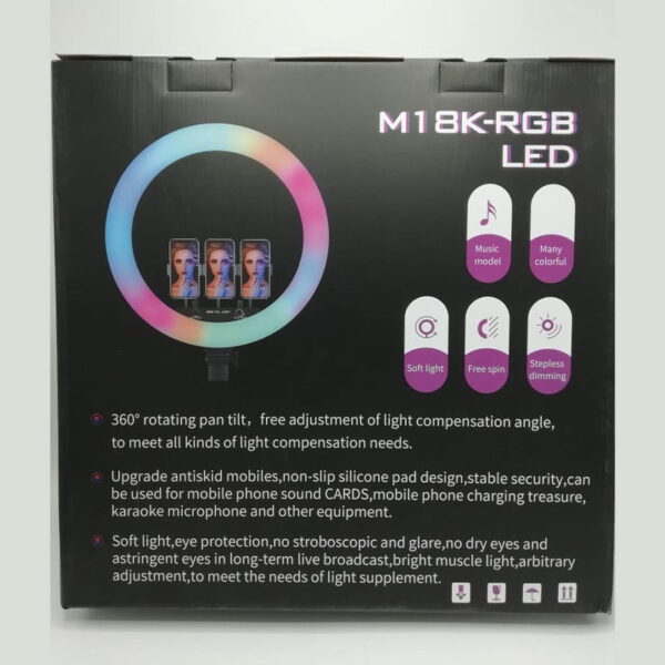 رینگ لایت به همراه سه پایه مدل M18K-RGB LED Ring Light