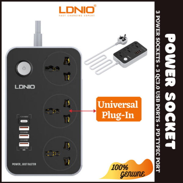 هاب شارژر و چند راهی برق الدینیو مدل LDNIO SC3412