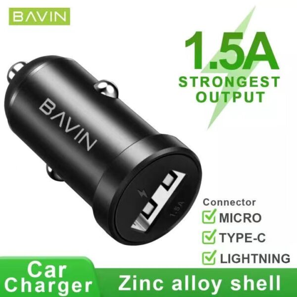 شارژر فندکی همراه با کابل میکرو باوین مدل BAVIN PC360