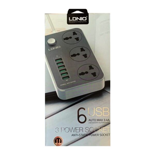 هاب شارژر و چند راهی برق با کابل 2 متری الدینیو مدل LDNIO SC3604