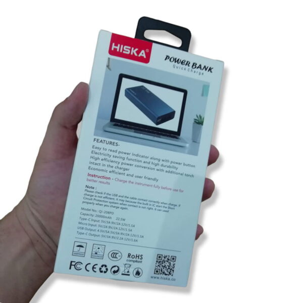 پاور بانک 20000 میلی آمپر هیسکا مدل HISKA Qi-208PD