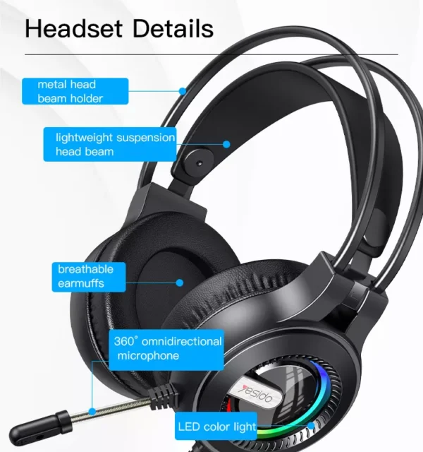 هدست گیمینگ یسیدو مدل YESIDO EK02 GAMING HEADSET