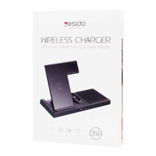 شارژر وایرلس گوشی و اپل واچ و ایرپاد یسیدو مدل YESIDO DS13 WIRELESS CHARGER 18W