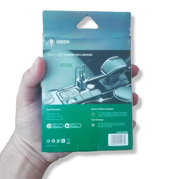 شارژر فندکی 12 وات گرین مدل GREEN LION 12W COMPACT CAR CHARGER