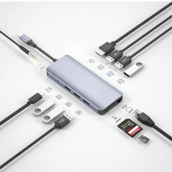 هاب شارژر و چند راهی گرین مدل Green USB-C Hub 12 in 1 multi-function USB-C Hub (با گارانتی 6 ماهه)