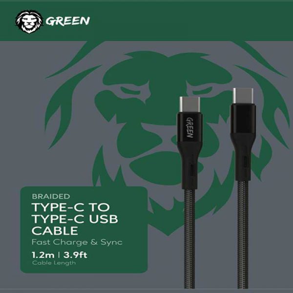 کابل تایپ سی به تایپ سی گرین مدل GREEN Type C to Type C BRAIDED