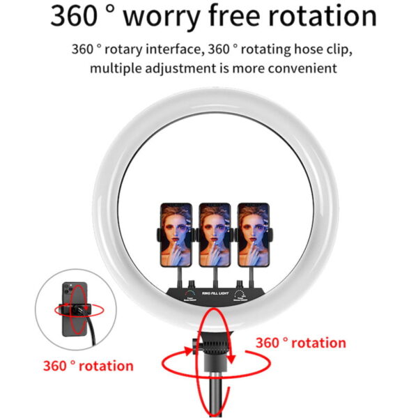 رینگ لایت به همراه سه پایه مدل RGB LED MJ18 Ring Light