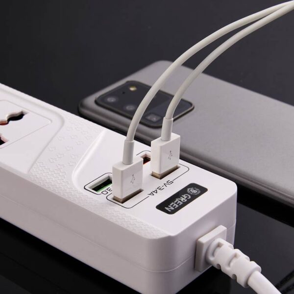 هاب شارژر و چند راهی برق گرین مدل GREEN LION POWER SOCKET 4 AC 4 USB 3000W