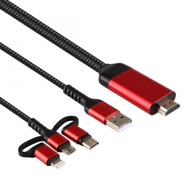 کابل 3سر لایتنینگ،تایپسی،میکرو به Hdmi نیتو مدل Nitu 3IN1 HDMI CABLE NT-HDMI01