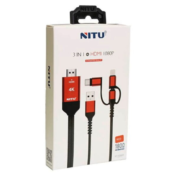 کابل 3سر لایتنینگ،تایپسی،میکرو به Hdmi نیتو مدل Nitu 3IN1 HDMI CABLE NT-HDMI01