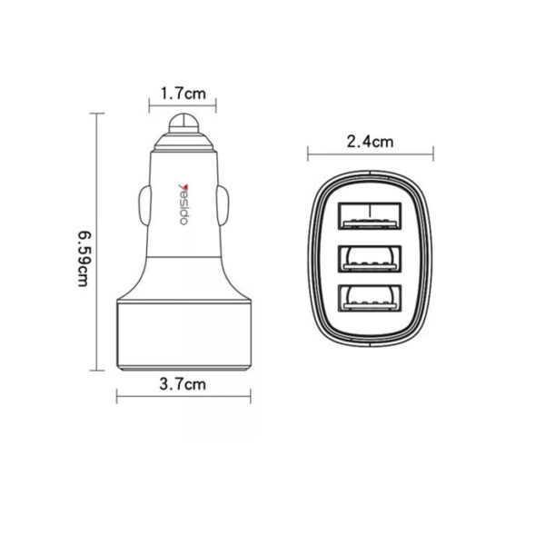 شارژر فندکی یسیدو مدل YESIDO Y46 CAR CHARGER QC3.0 18W
