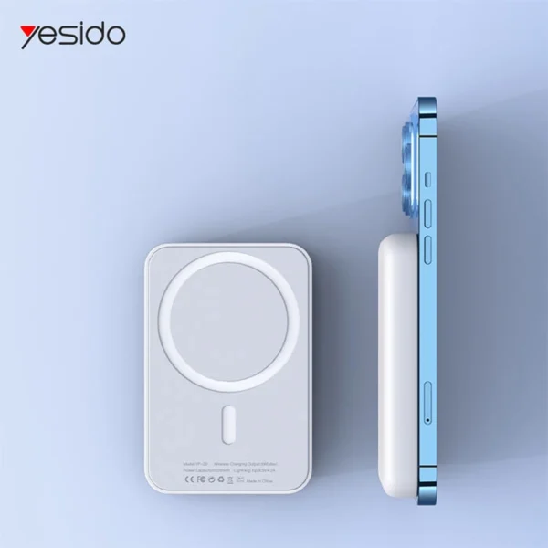 پاوربانک وایرلس مگ سیف 5000 میلی آمپر یسیدو مدل YESIDO YP29 MAGSAFE WIRELESS POWER BANK 5000 mAh