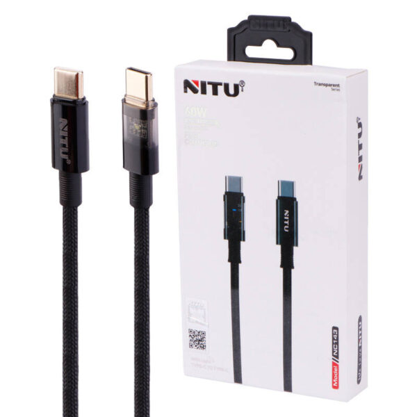 کابل شارژ تایپ سی به تایپ سی نیتو مدل NITU NC143 TYPE-C TO TYPE-C
