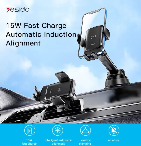 هولدر شارژ وایرلس فست یسیدو مدل YESIDO C188 Wireless Fast Charging Holder