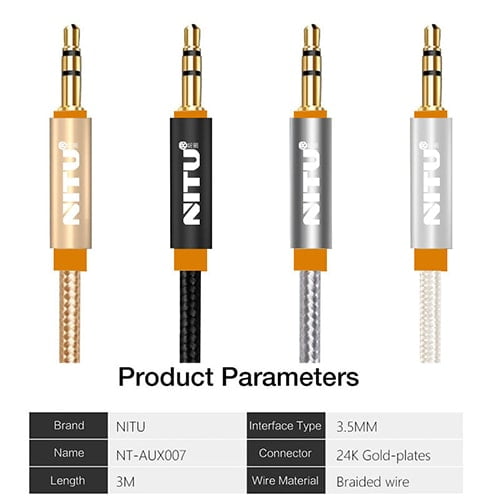 کابل AUX نیتو طول 3 متر مدل NITU NT-AUX007