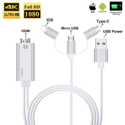 کابل HDMI سه کاره آنتن مدل ONTEN OTN-7537A FOR LIGHTNING/TYPE C/MICRO