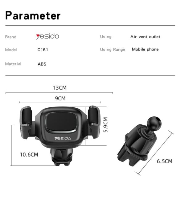 هولدر دریچه کولر یسیدو مدل YESIDO C161 CAR HOLDER