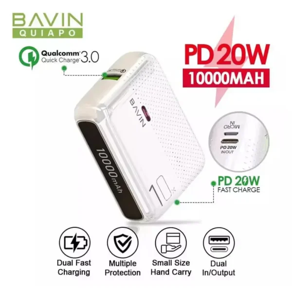 پاور بانک 10000 باوین مدل BAVIN PC076 PD 20W
