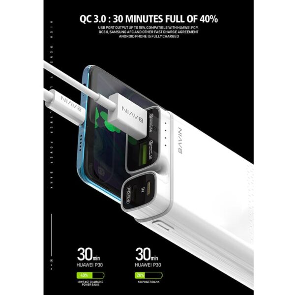 پاور بانک 10000 باوین مدل BAVIN PC085 PD QC 3.0 POWER BANK
