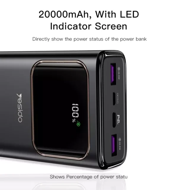 پاوربانک 20000 میلی آمپر یسیدو مدل YESIDO YP30 PD 20W