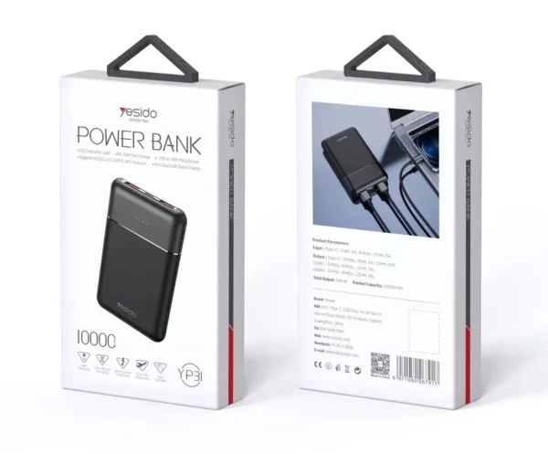 پاوربانک 10000 میلی آمپر یسیدو مدل YESIDO YP31 PD 20W