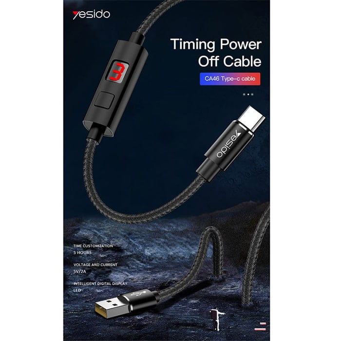 کابل USB به Type-Cیسیدو YESIDO CA46 طول 1.2متر 2.4 آمپر