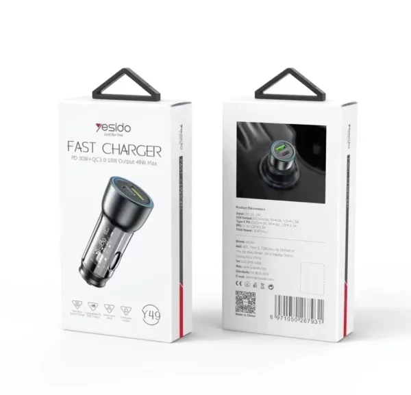 شارژر فندکی یسیدو مدل YESIDO Y49 SUPER FAST 18W