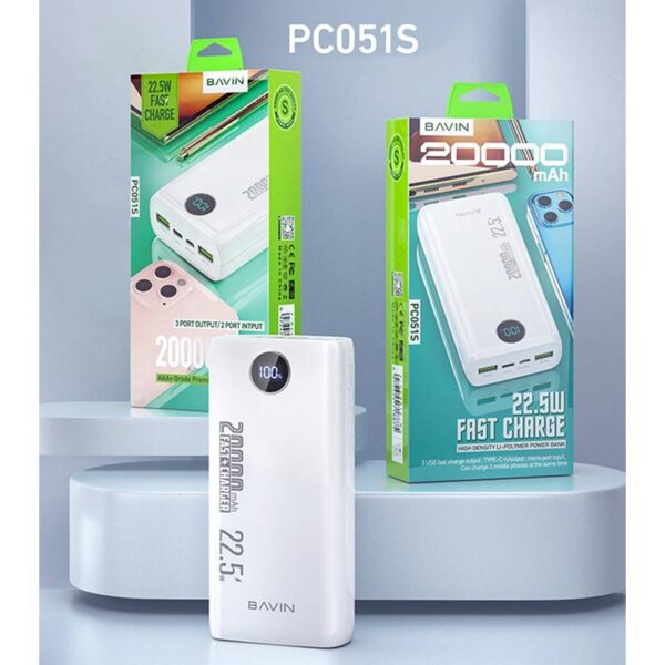پاور بانک 20000 باوین مدل BAVIN PC051S POWERBANK 22.5W FAST CHARGE