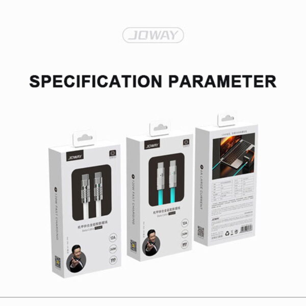 کابل شارژ سوپر فست 240 واتی تایپ سی به تایپ سی جووی مدل JOWAY TC240