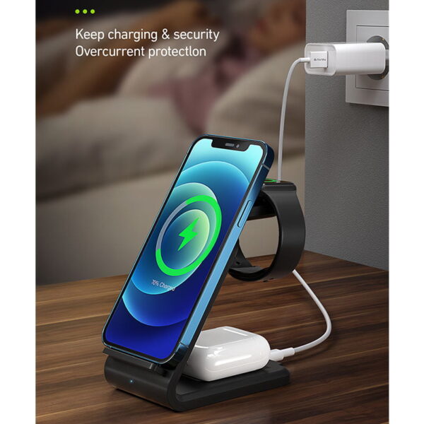 شارژر 3کاره وایرلس باوین مدل BAVIN PC055 Wireless charger 3-IN 1