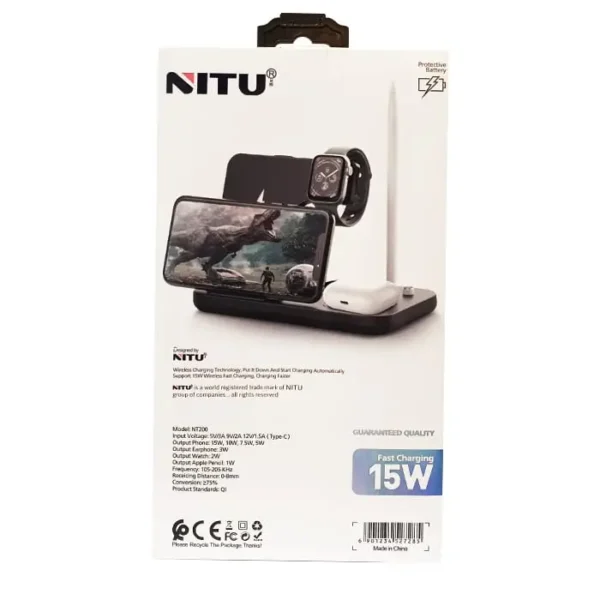 استند وایرلس شارژ نیتو مدل NITU 4IN1 Wireless Charger NT200