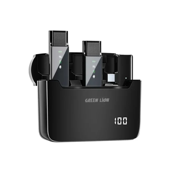 میکروفون یقه ای بیسیم لایتنینگ گرین مدل GREEN 2 IN 1 DIGITAL DISPLAY MICROPHONE LITHNING همراه با گارانتی معتبر
