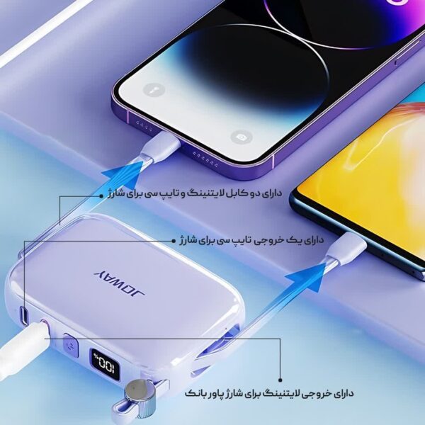پاوربانک 10000میلی آمپر جووی مدل JOWAY JP509 DIGITAL DISPLAY SCREEN همراه با گارانتی معتبر
