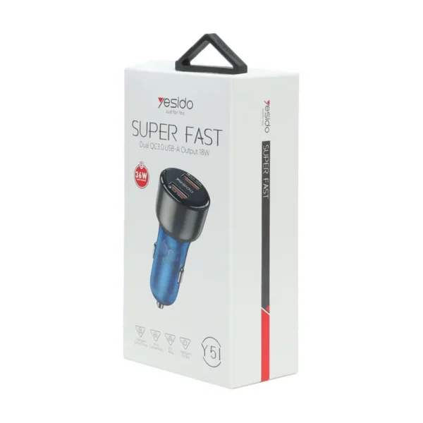شارژ فندکی 36 وات یسیدو مدل YESIDO Y51 SUPER FAST