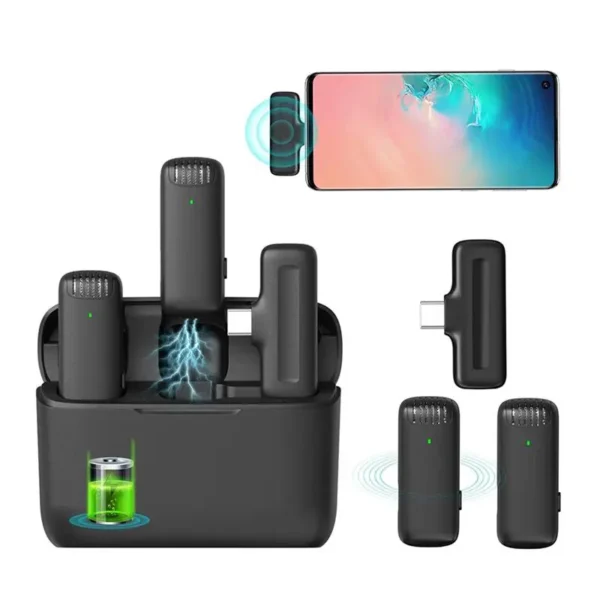 میکروفون یقه ای بیسیم تایپ سی گرین مدل GREEN 2 IN 1 WIRELESS MICROPHONE TYPE-C همراه با گارانتی معتبر