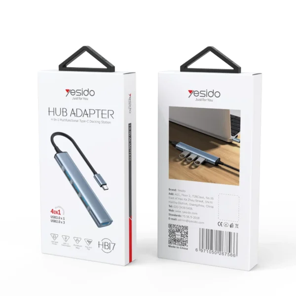 هاب 4 کاره تایپ سی یسیدو YESIDO HB17 HUB ADAPTER