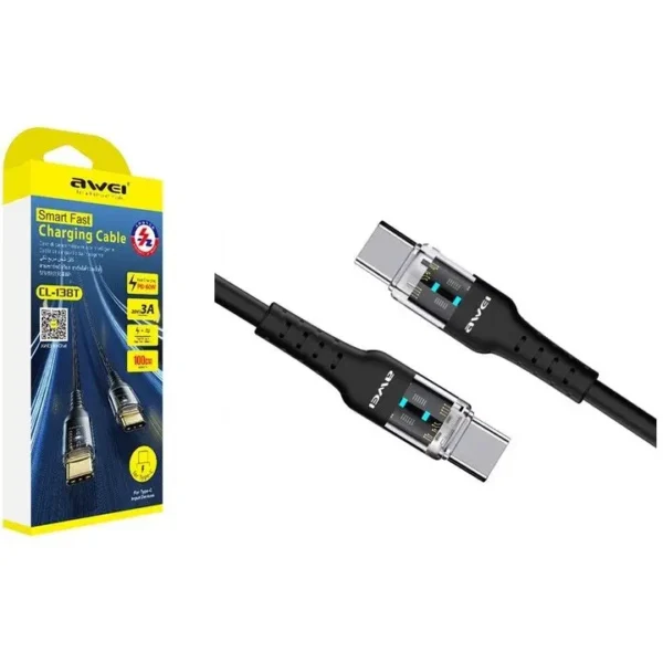 کابل تایپ سی به تایپ سی اووی مدل AWEI CL-138T 60W SMART FAST