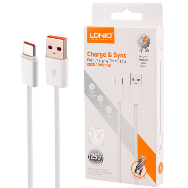 کابل تایپ سی 25 وات الدینیو مدل LDNIO LS901 FAST CHARGING