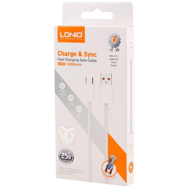 کابل تایپ سی 25 وات الدینیو مدل LDNIO LS901 FAST CHARGING