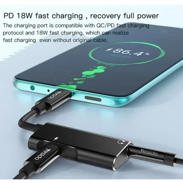 تبدیل جک 3.5 به آیفون یسیدو مدل YESIDO YAU11 AUDIO ADAPTER
