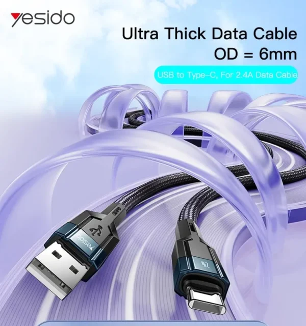 کابل شارژ تایپ سی یسیدو مدل YESIDO CA106 DATA CABLE
