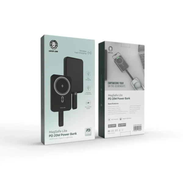 پاوربانک مگسیف 10000 میلی آمپر گرین GREEN MAGSAFE LITE 10K fh با گارانتی