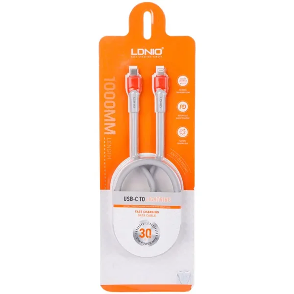 کابل 30 وات تایپ سی به آیفون الدینیو مدل LDNIO LC601 C TO LIGHTNING 30W